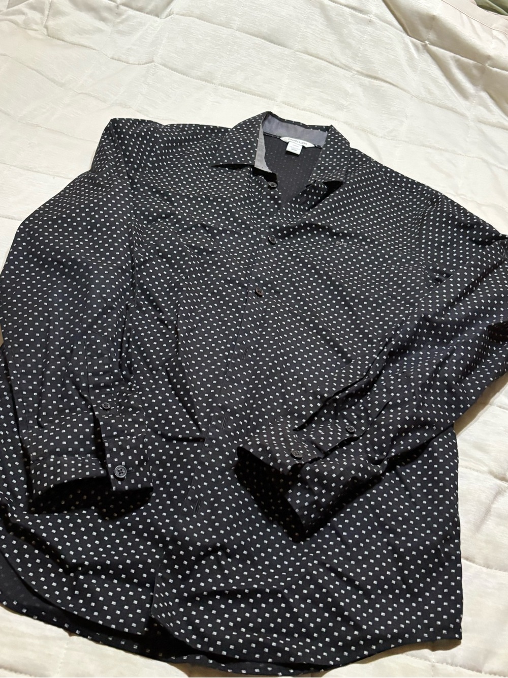 Men's Black Dot-Print Long Sleeve Shirt